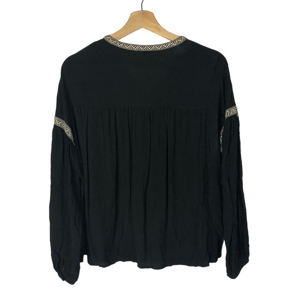 Madewell Black Blouson Sleeve Boho Long Sleeve Top M - Picture 5 of 7
